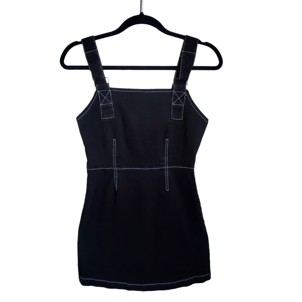 Love + Crazy Stretchy Black Overall Dress with Zipper Juniors Size Small